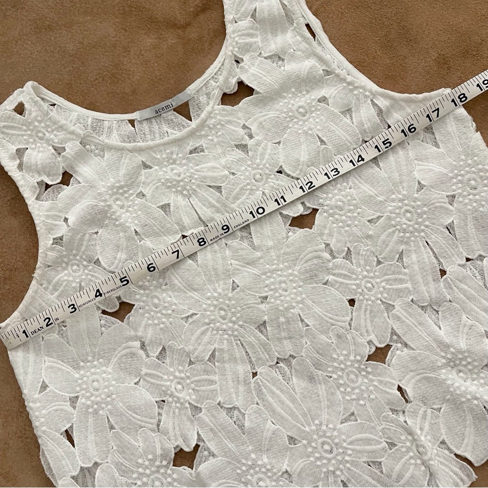 Acemi Top Sleeveless White Floral Cut Lace Size M - Picture 8 of 12